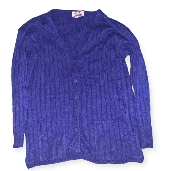 NYC Sport vintage 90s cable knit button cardigan - Picture 1 of 4